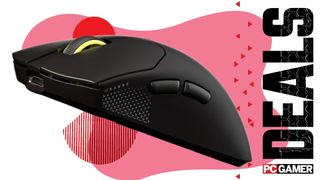 Corsair Sabre V2 Pro on a pink deals background