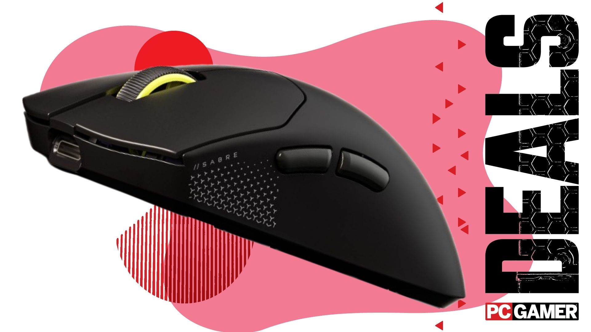 Corsair Sabre V2 Pro on a pink deals background