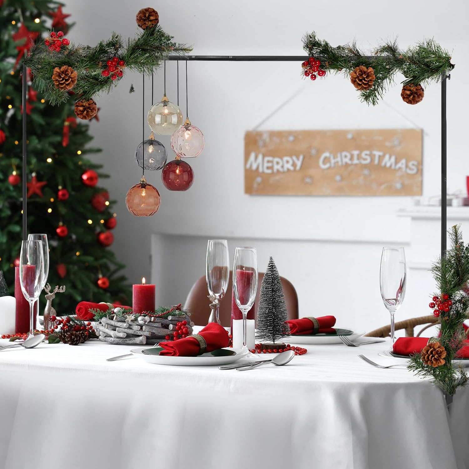 Gilpwa Over the Table Rod Stand With Clamps 29&#039;&#039;-54&#039;&#039; Tall 37&amp;quot;-124&amp;quot; Length Adjustable Table Arch Stand Metal Balloon Frame Hanging for Wedding Birthday Party Halloween Christmas Decoration Black