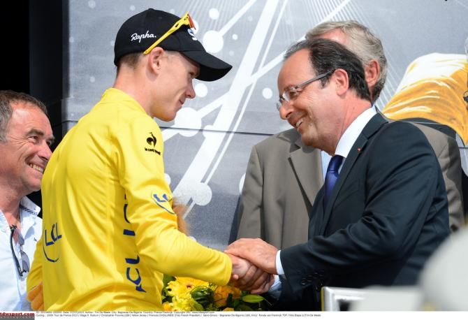 Chris Froome and French president Fran&ccedil;ois Hollande