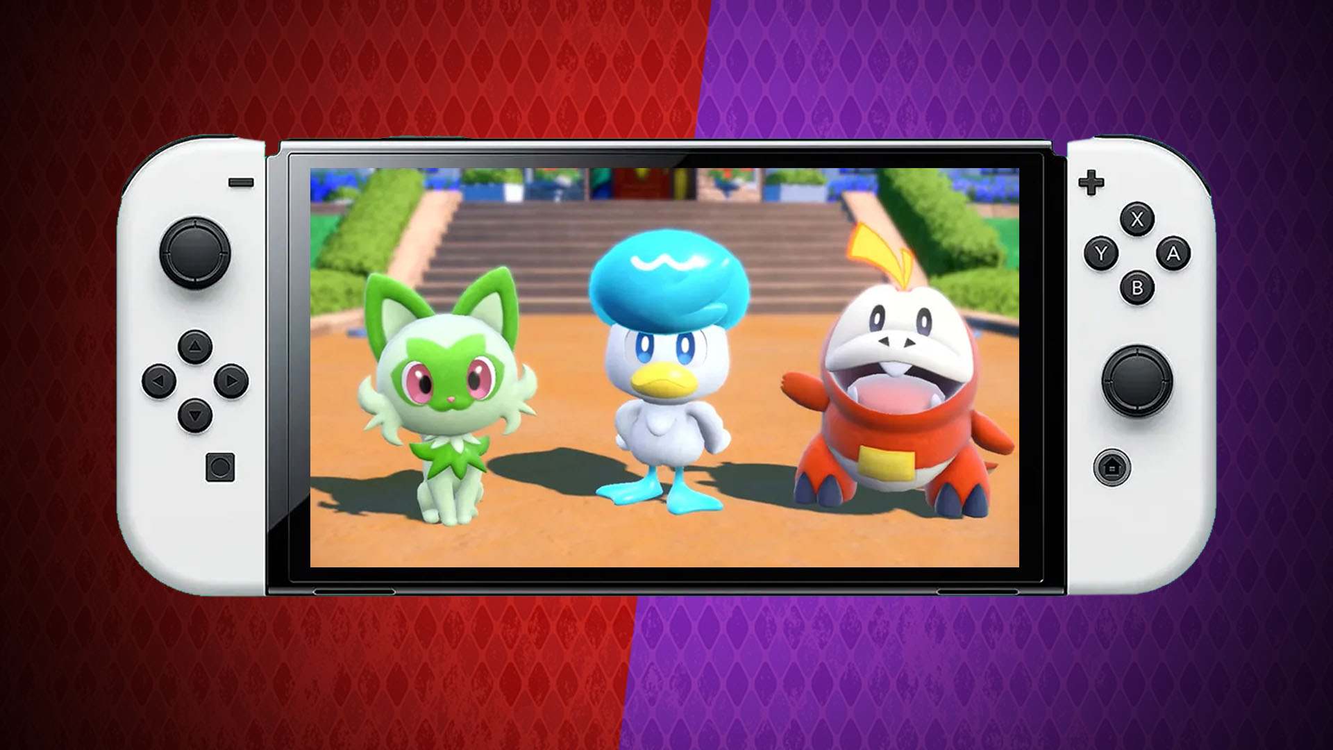 Pokemon Scarlet and Violet starters on Switch OLED