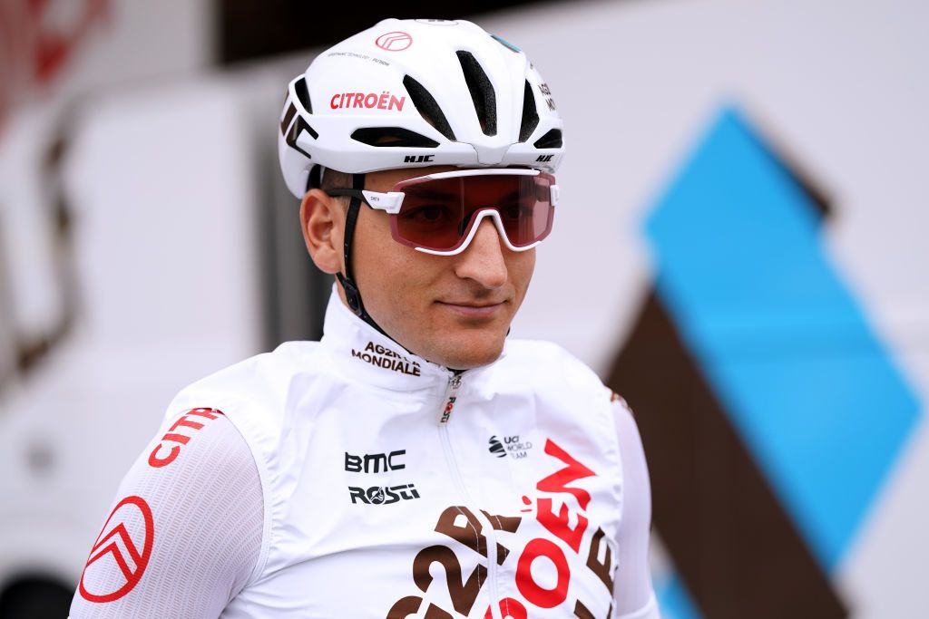 SCHWERIN GERMANY AUGUST 26 Nans Peters of France and AG2R Citren Team prior to the 35th Deutschland Tour 2021 Stage 1 a 191km stage from Stralsund to Schwerin DeineTour on August 26 2021 in Schwerin Germany Photo by Christian KasparBartkeGetty Images