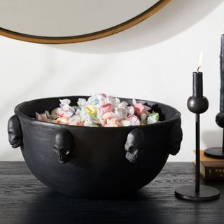 A black ceramic candy bowl from West Elm