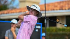 Joe Highsmith hits a tee shot at the 2024 American Express