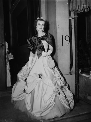 Margaret Campbell, Duchess of Argyll wearing a ballgown and tiara