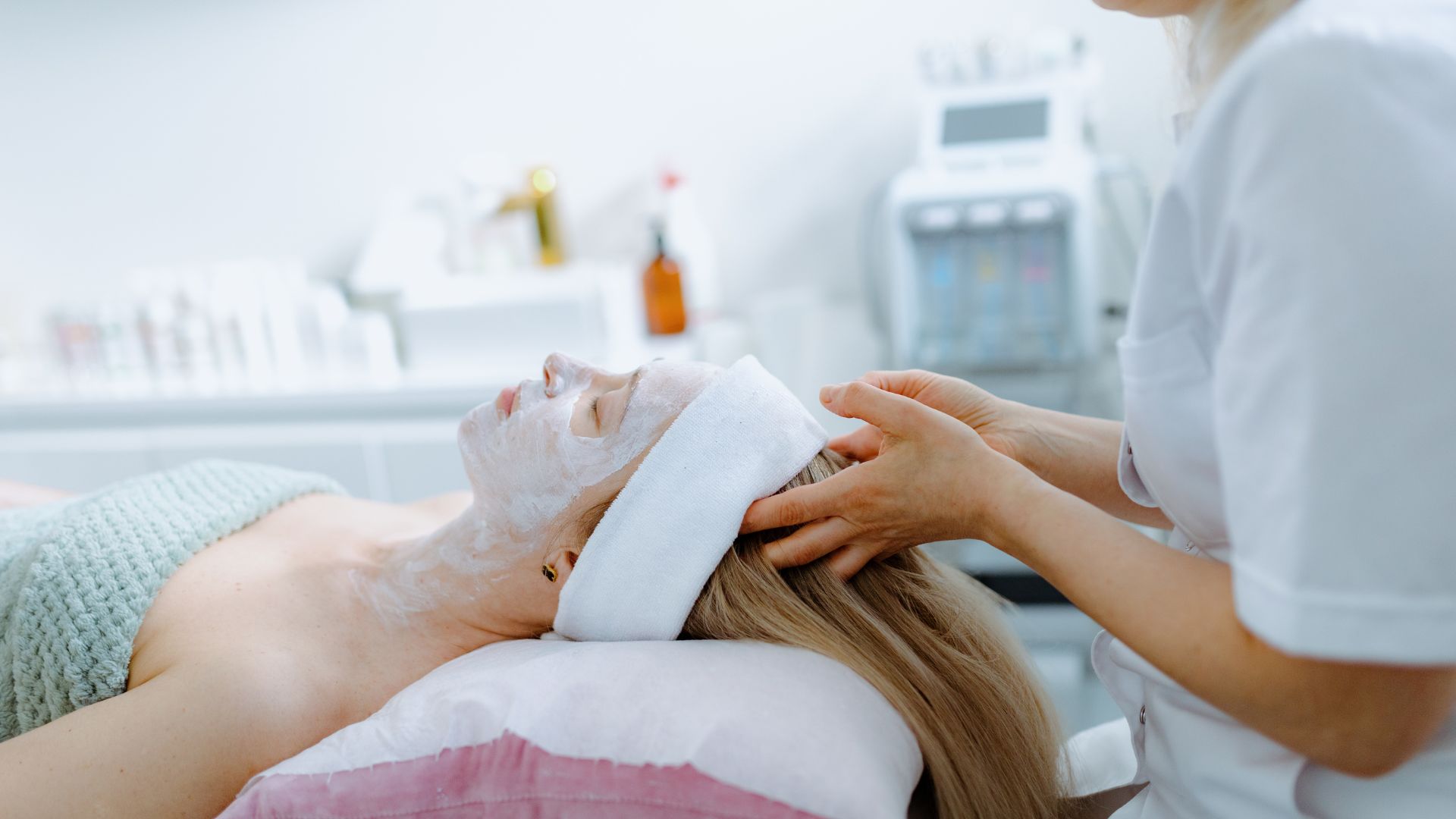 Woman getting a facial