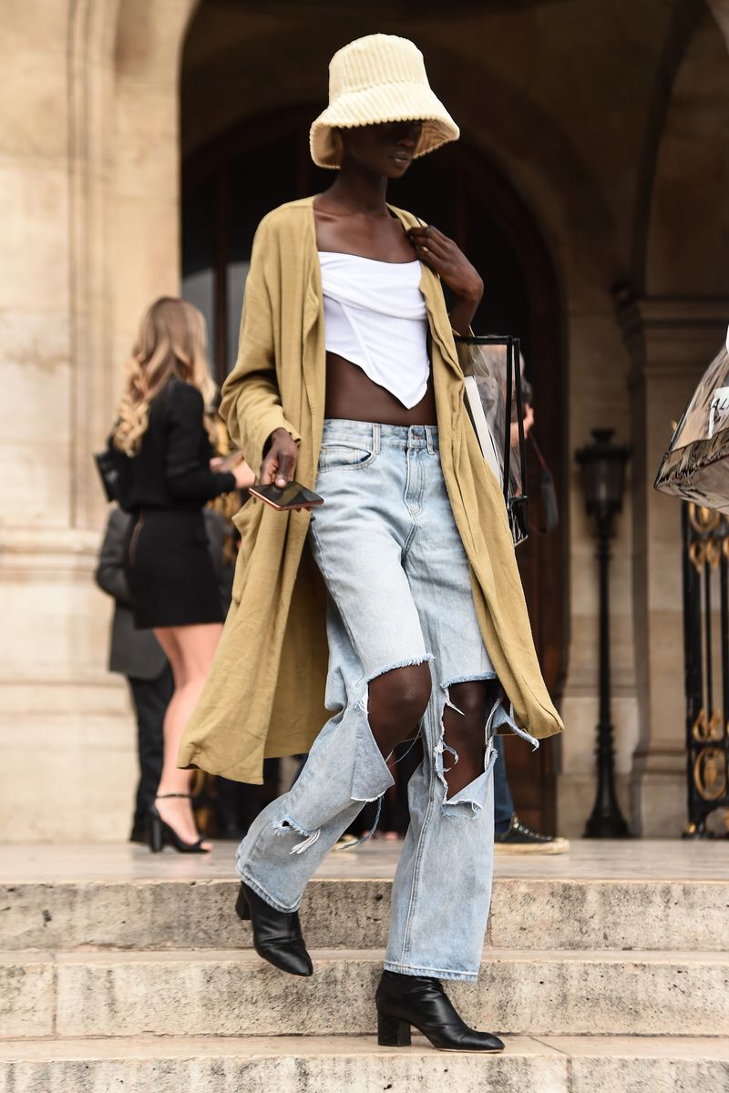 Give Your Trench Coat a Relaxed Look With a Crop Top, Cargo Trousers, and  Ankle Boots