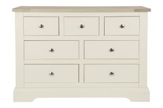 Laura Ashley Dorset White Chest of Drawers with a chalk-washed finish and solid planked ash top