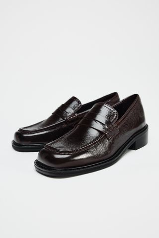 Square Toe Leather Loafers