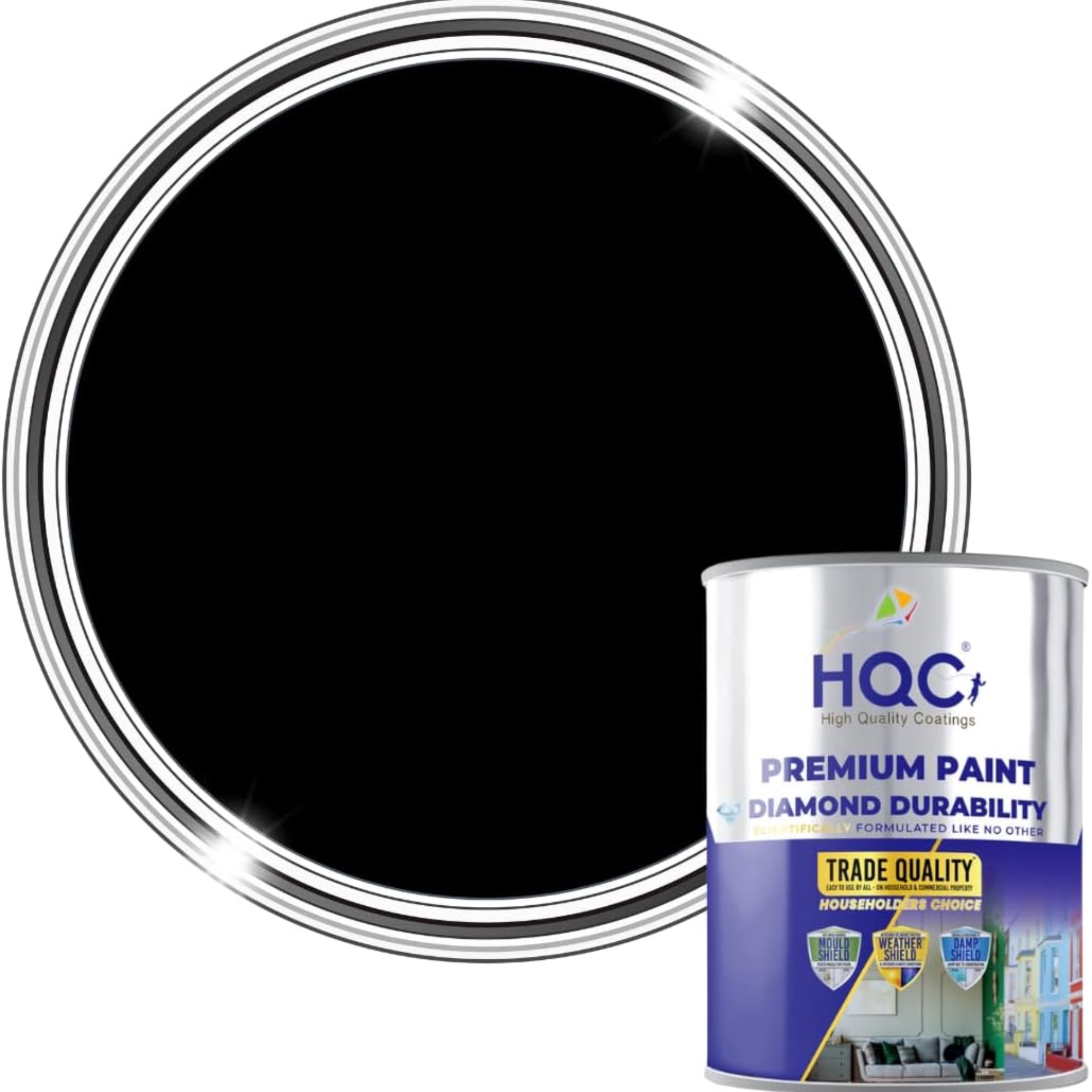 HQC Fence and Garden Paint, Furniture, Shed, Wood, Outdoor Paint, Quick Drying, Black, 1L