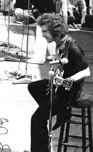 Robert Fripp on stage at Hyde Park in 1969.