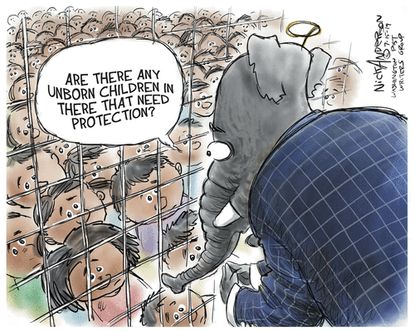 Political Cartoon U.S. GOP Child Cages Unborn Children Abortions