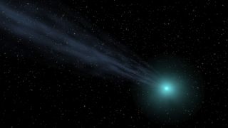 This still from a NASA animation depicts a comet as it enters the inner solar system, with light from the sun warming the comet to create its coma and tail.
