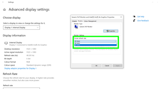 How to change the refresh rate on your monitor - a screenshot of the advanced display settings in Windows 10 with the refresh rate being adjusted