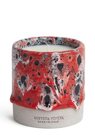 Bottega Veneta scented candle with a red ceramic pot