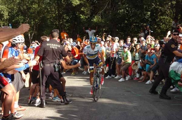 Alberto Contador (Saxo Bank) finished second on stage 14