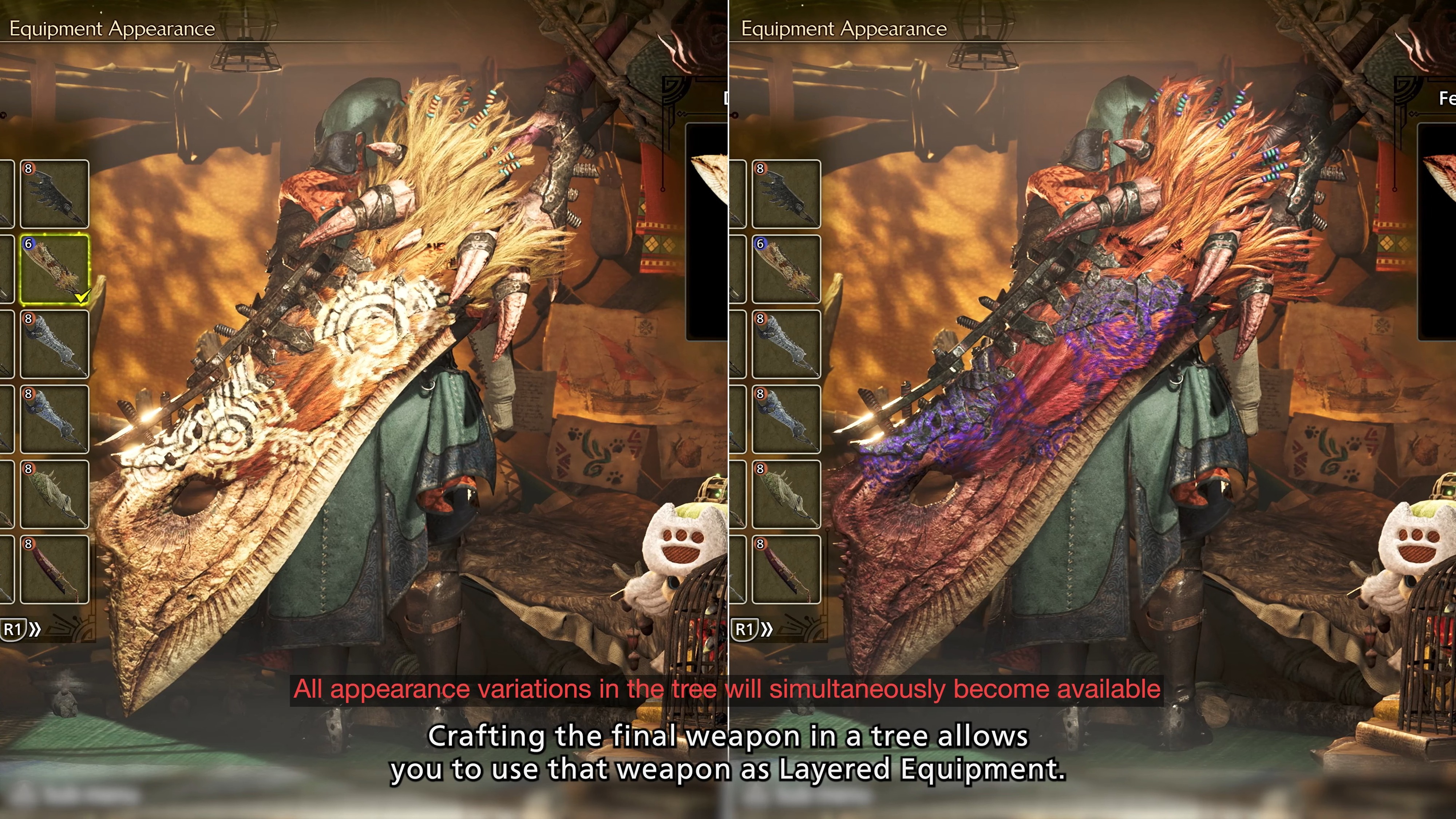 Trailer screenshot of Layered Weapons in Monster Hunter Wilds