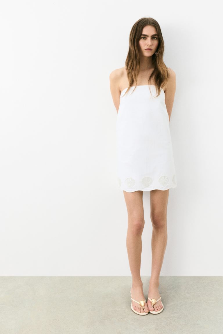 Bead-Embellished Bandeau Dress