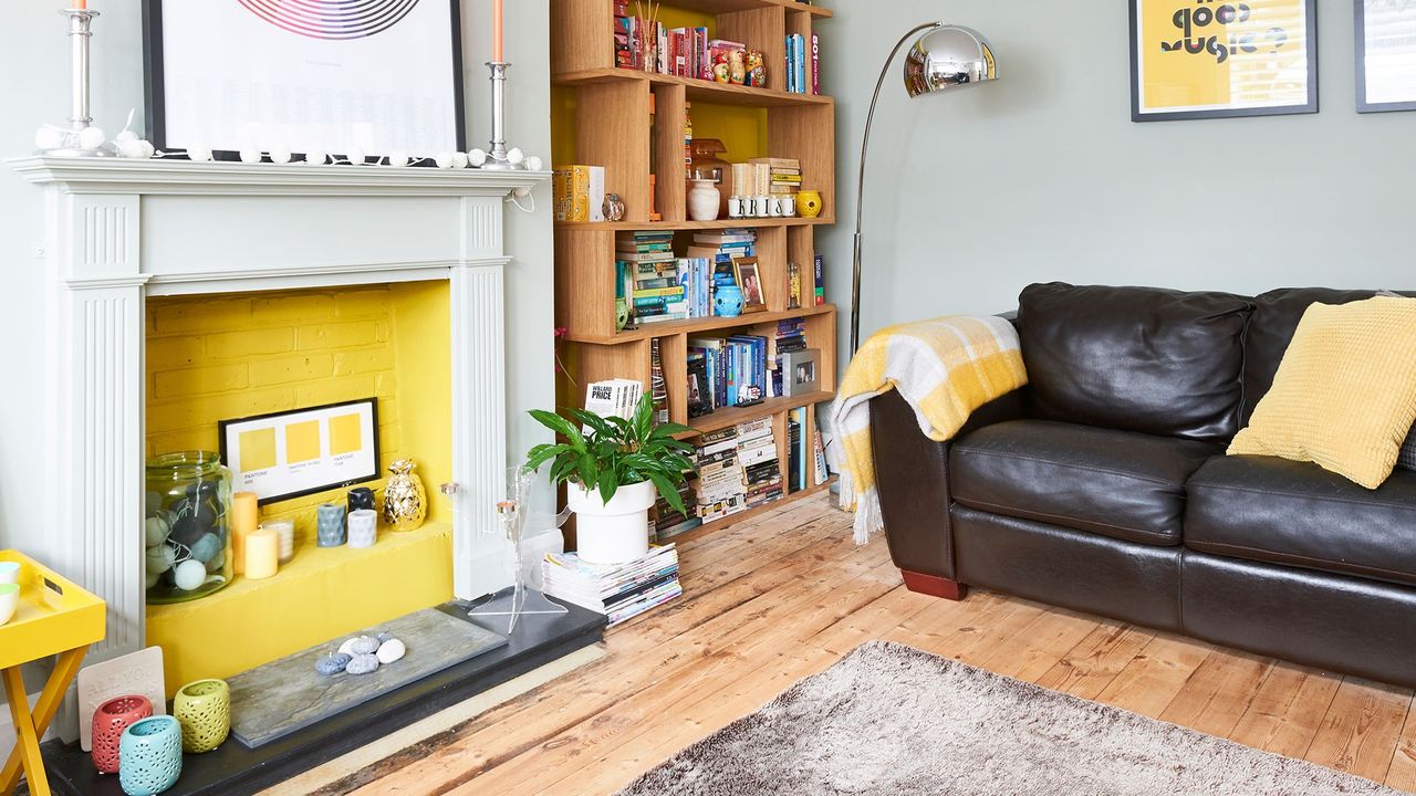 Living room with wooden floor and couch