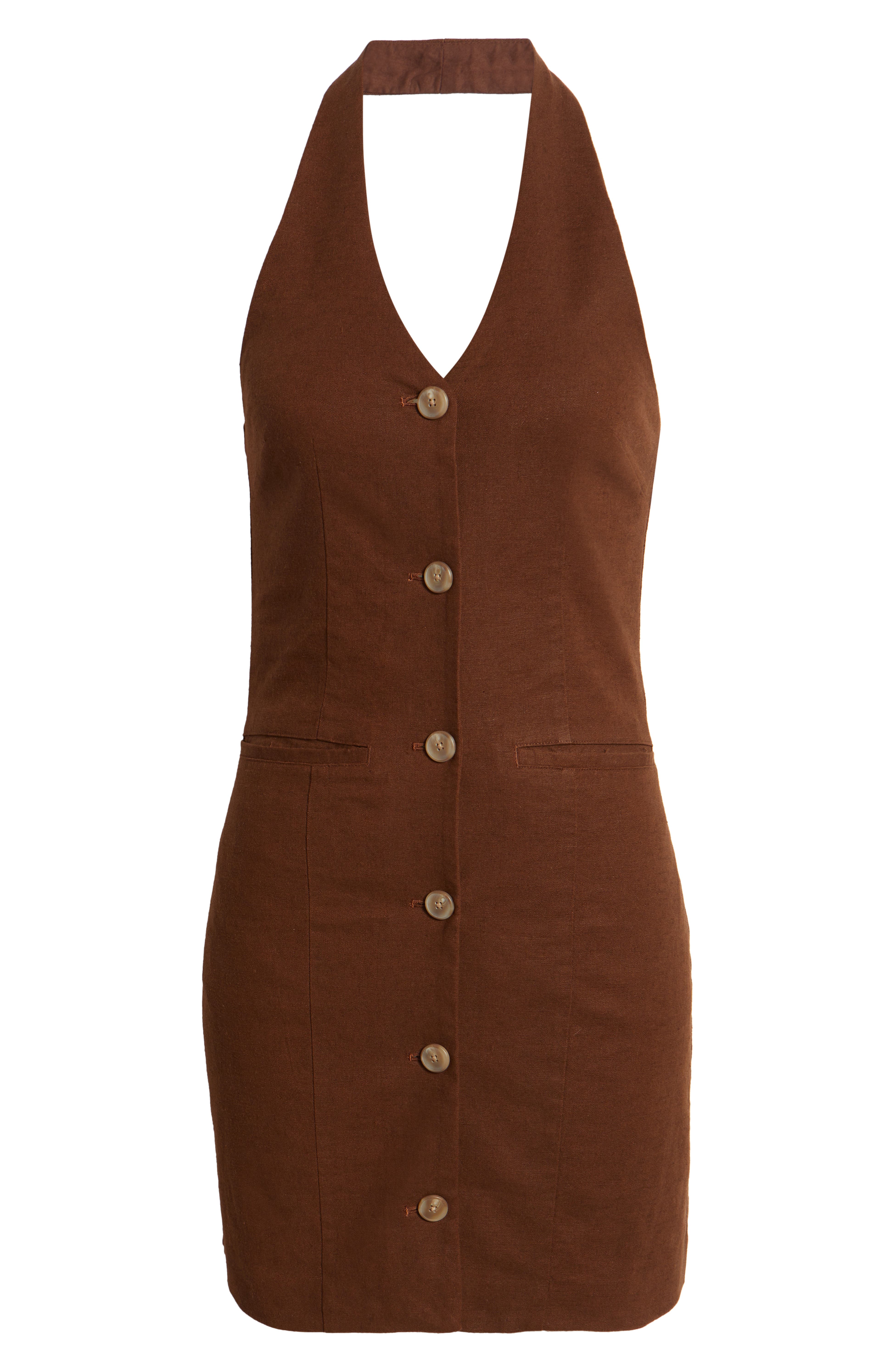 Open Edit, Halter Linen Blend Minidress