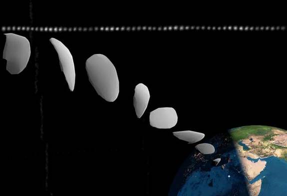 The shape of Asteroid 2008 TC3, a small space rock that hit the Earth in Sudan in October 2008, has been revealed to be something akin to a loaf of bread.