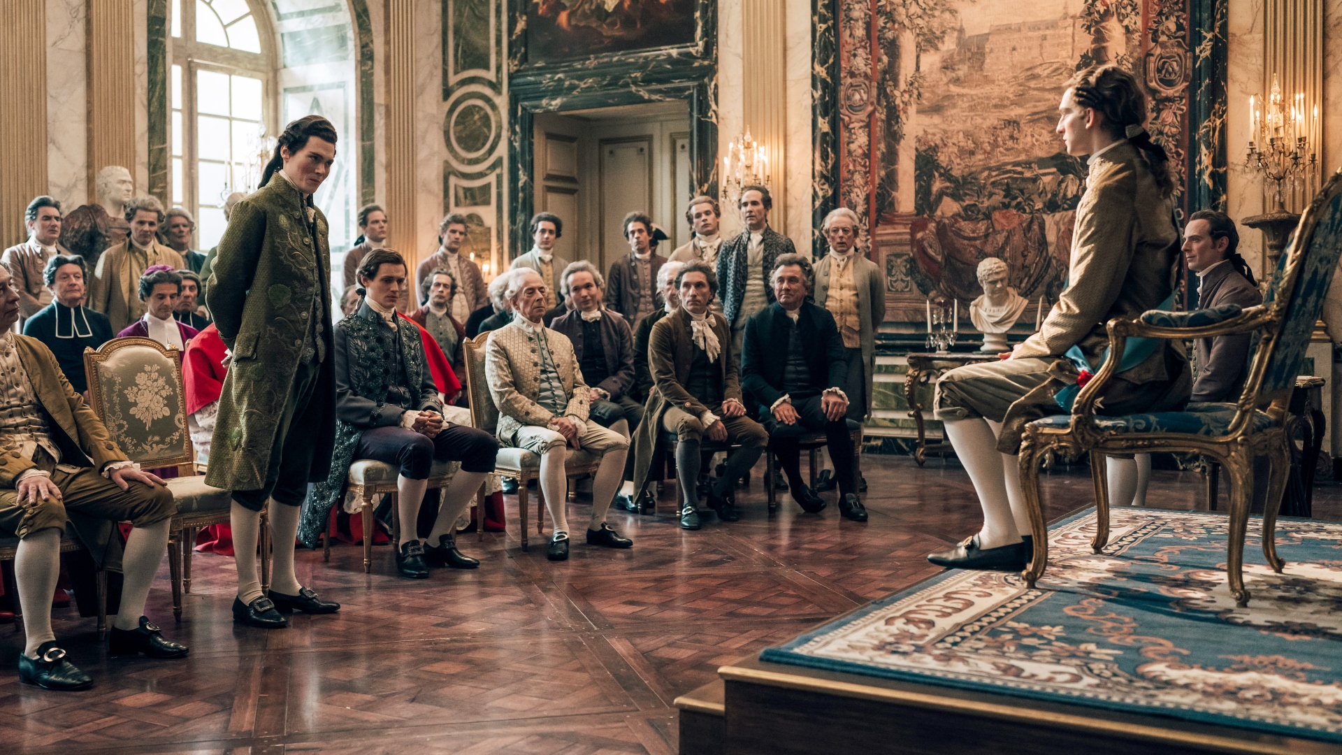 Louis and Provence talk in a meeting in Marie Antoinette