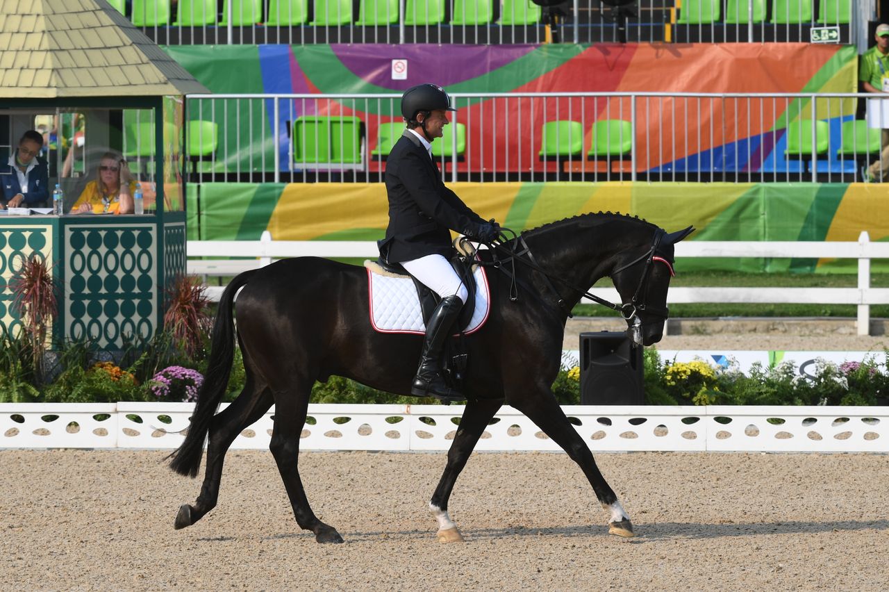 Austria's Pepo Puch rides Fontainenoir at the Rio Paralympics.