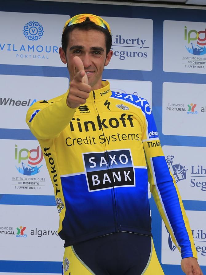 Alberto Contador (Tinkoff-Saxo) celebrates his stage win in the Volta ao Algarve