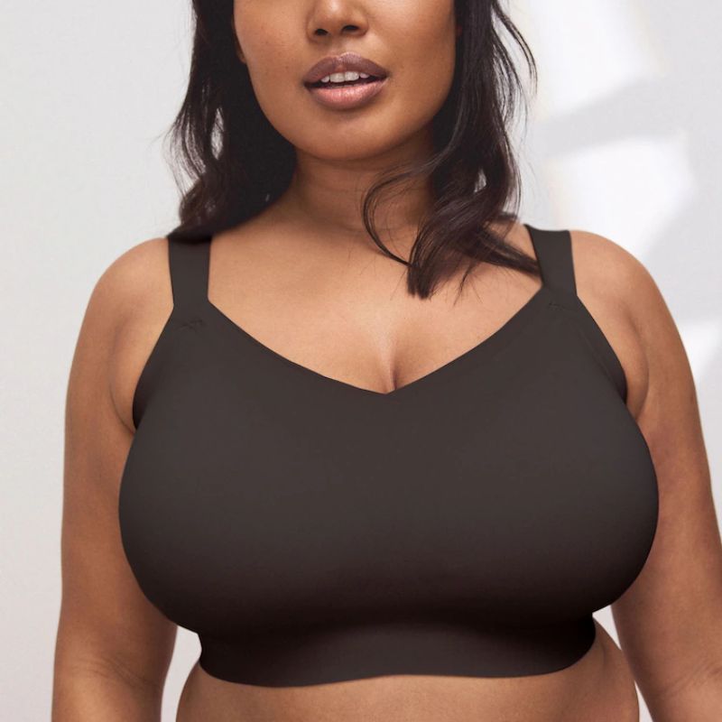 Black DD+ Padded Strap Ultimate Comfort Non Wire Bra on model