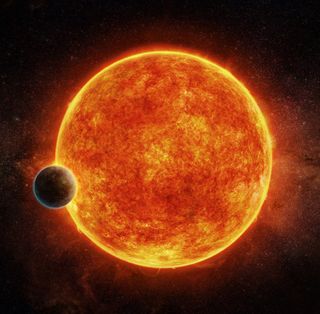 An artist's impression of the star LHS 1140 and its super-Earth planet, LHS 1140b. The planet may be a prime target for habitability studies.