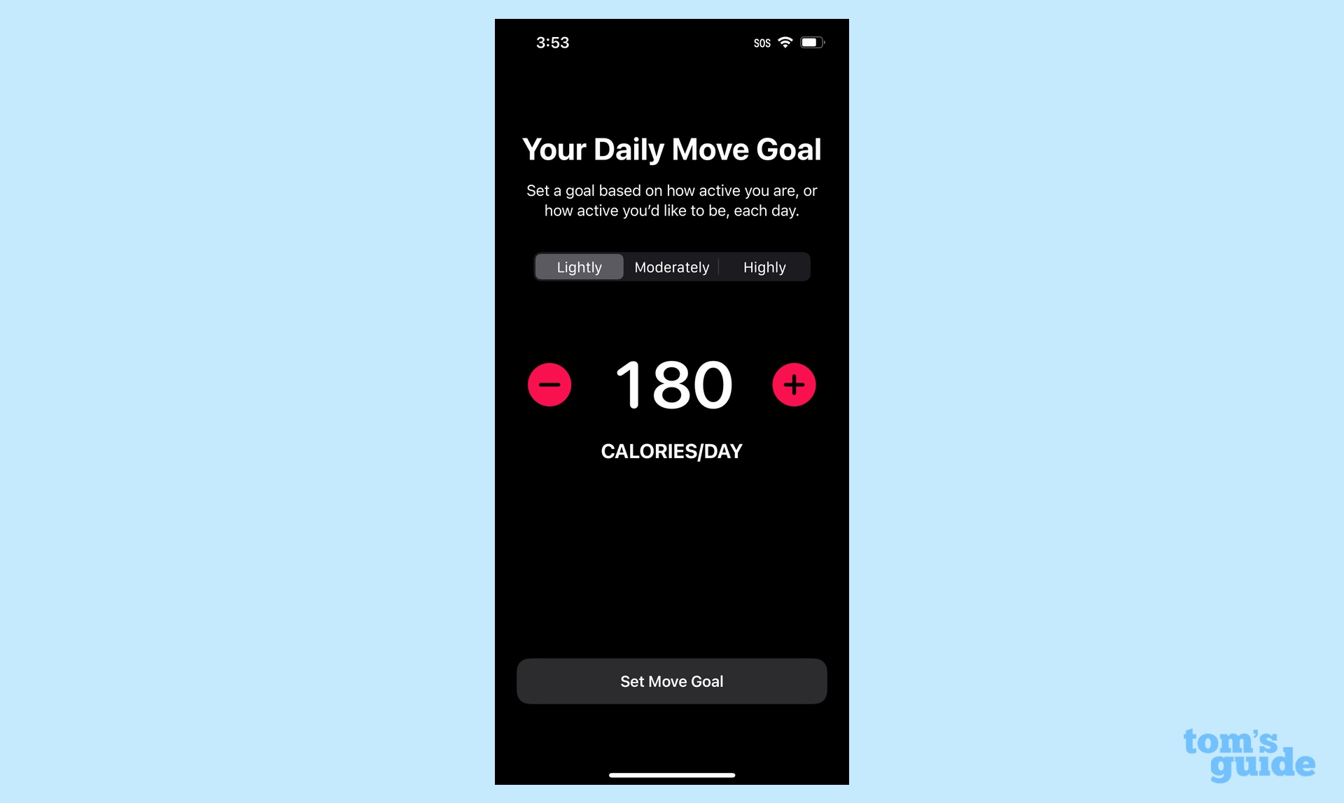установить цель движения в приложении iOS 16 Fitness