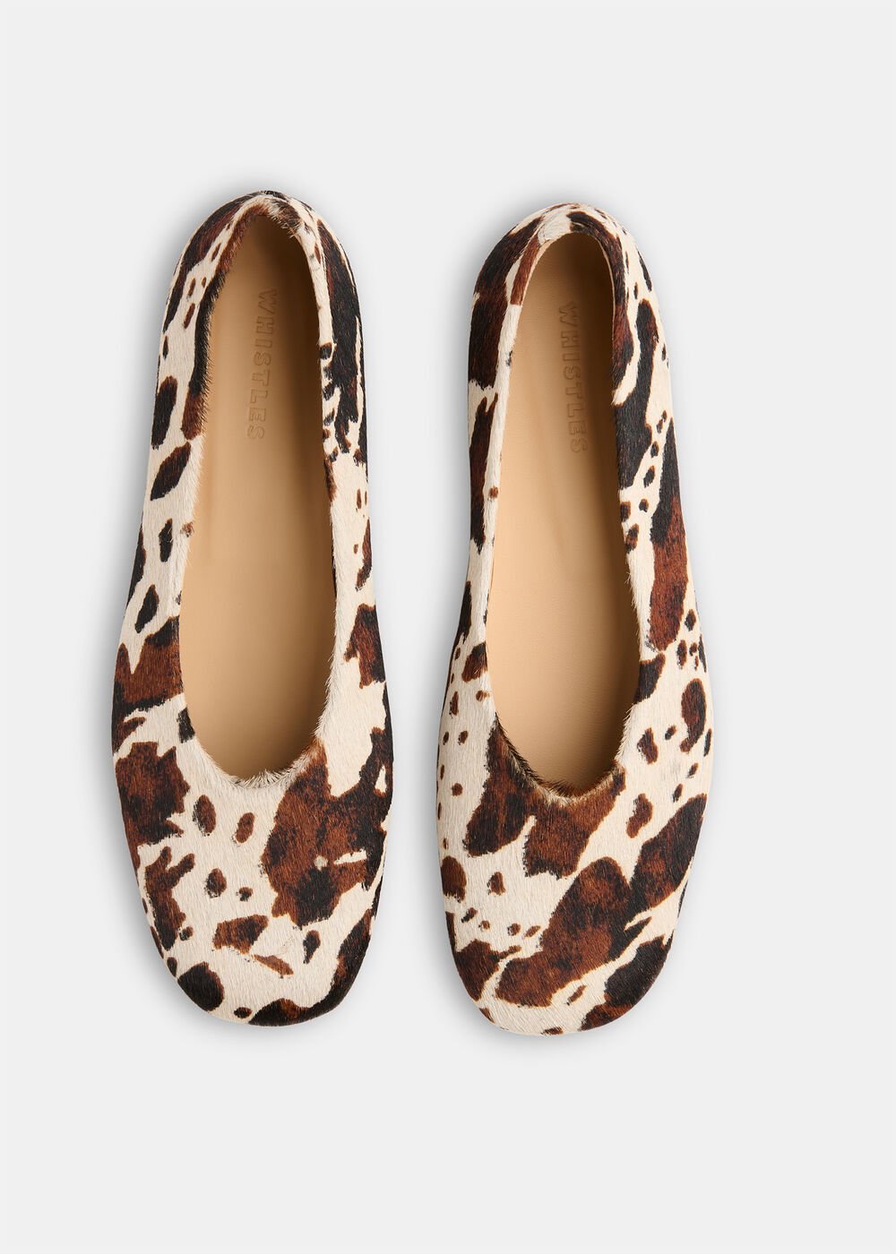 Multicolour Cow Print Hair-On Ballet Pump
