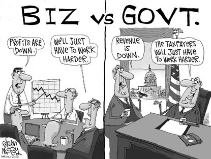 
Political cartoon U.S. Government taxes