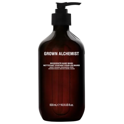 Grown Alchemist Invigorate Hand Wash &amp;ndash; Liquid Hand Soap With Aloe, Sweet Orange, Cedarwood &amp;amp; Sage &amp;ndash; Gentle, Moisturizing Kitchen &amp;amp; Bathroom Soap, Natural Plant Based Gel Cleanser, 500ml