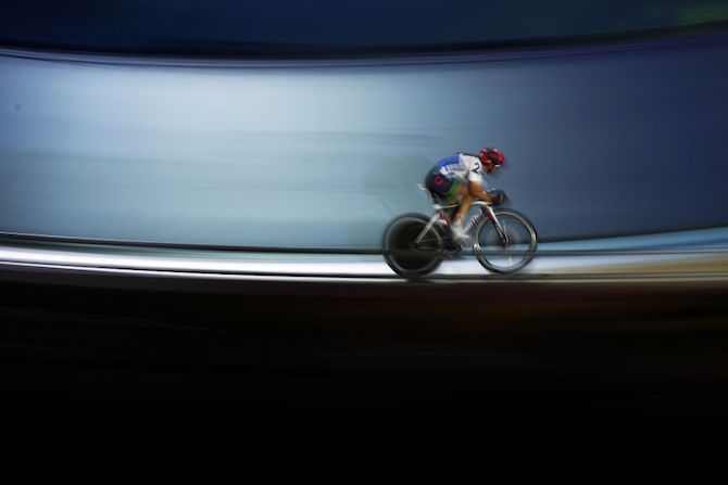 Rebecca Raybold of Great Britain in action in the women's 20km points race on day four of the 2018 London Six Day