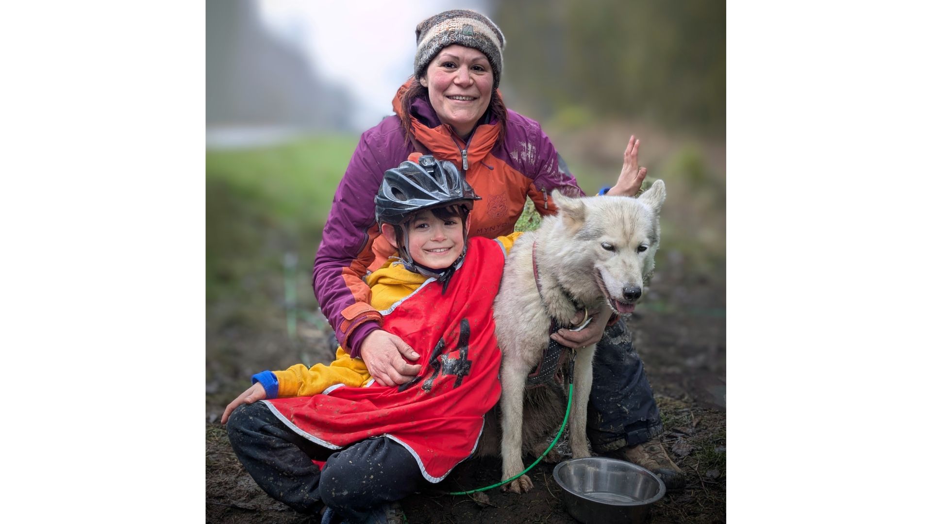 Joe Swiffen with her son and dog outside