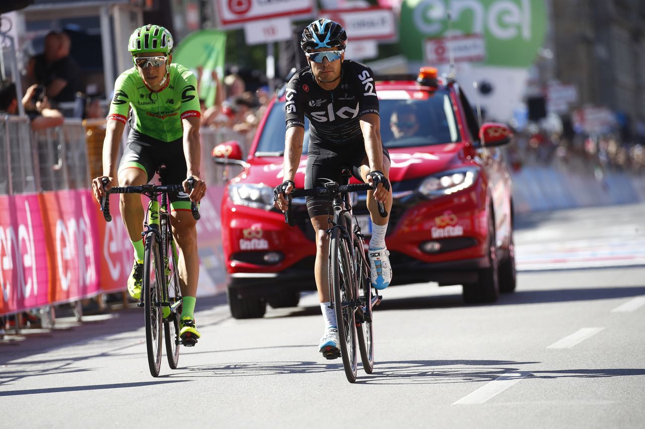 Mikel Landa (Sky) and Davide Formolo (Cannondale-Drapac) finished 14 seconds down