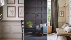 Three images of wall panelled walls