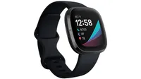 A Fitbit Sense against a white background