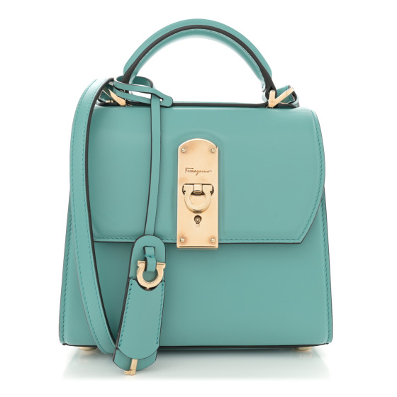 Salvatore Ferragamo Smooth Calfskin Mini Boxyz Tyrone Turquoise