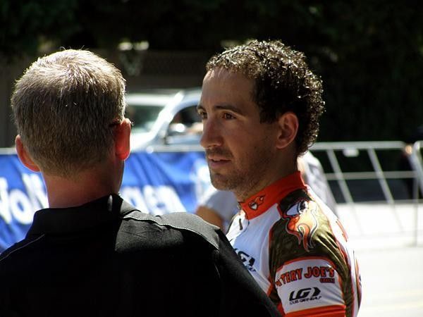 Wilson is interviewed at the Tour of Delta.