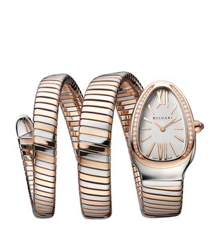 Rose Gold, Stainless Steel, Diamond and Rubellite Serpenti Tubogas Watch 35mm