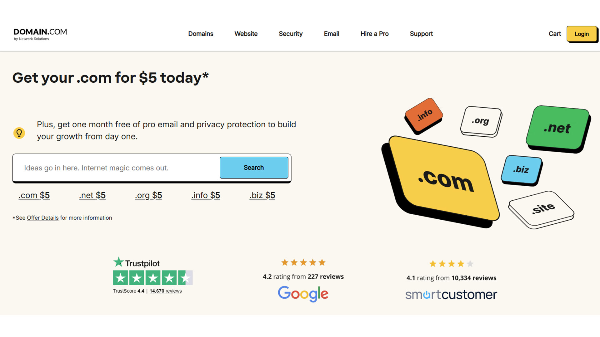 Screenshot of Domain homepage.
