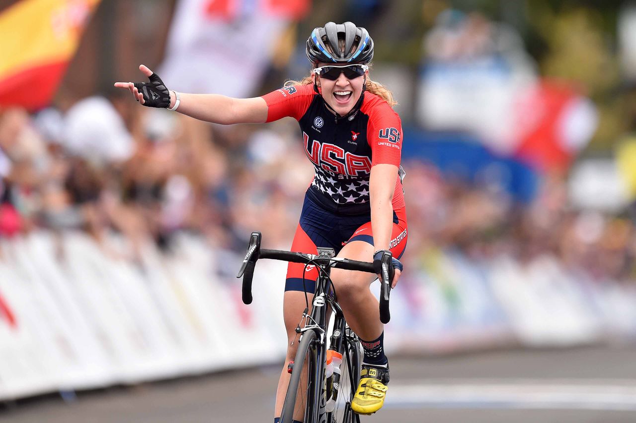 Emma White celebrates her second silver medal