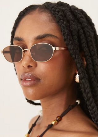 Lu Goldie Lara Oval Metal Frame Sluneční brýle v kaštanu