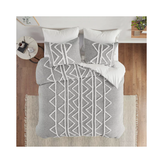 Fuzzy chenille grey cotton comforter set