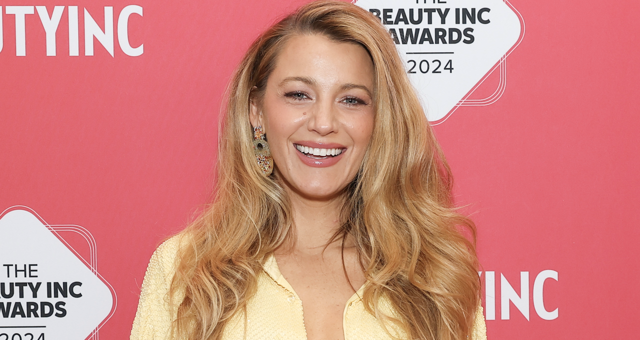 Blake Lively at the 2024 Beauty Inc Awards held at the Rainbow Room on December 11, 2024 in New York, New York wearing a butter yellow set and matching Chanel flap bag.