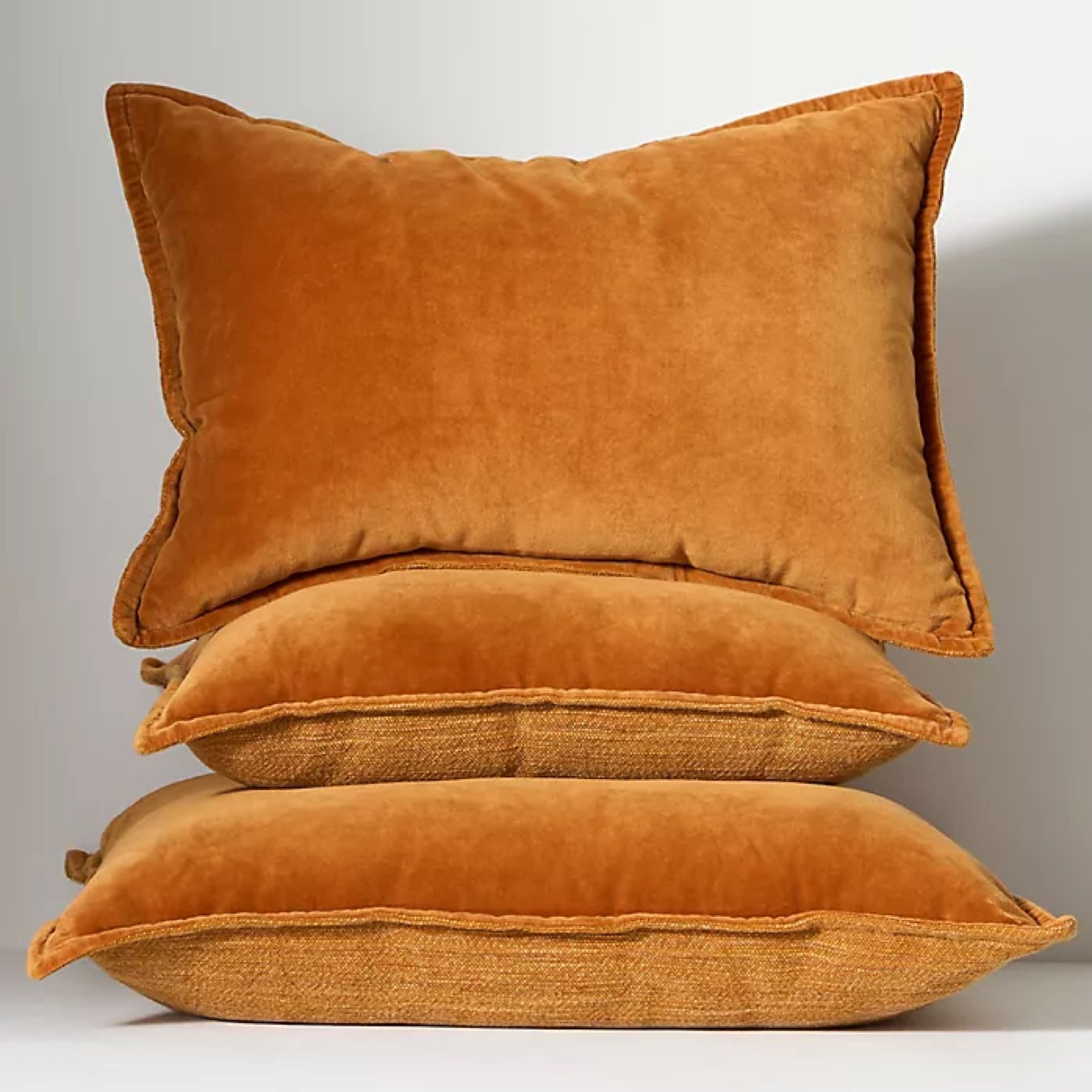 ochre velvet cushions