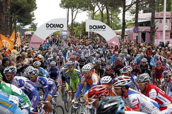 Riders roll out.