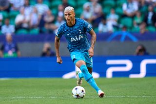 Richarlison of Tottenham Hotspur in action during the UEFA Champions League group D match between Sporting CP and Tottenham Hotspur at Estadio Jose Alvalade on September 13, 2022 in Lisbon, Portugal.